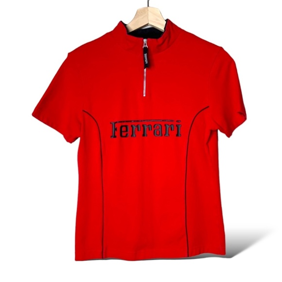 Ferrari Tops - FERRARI Official Licensed Product Vintage Red 1/4 Zip Short Sleeve Tee US Sz M
